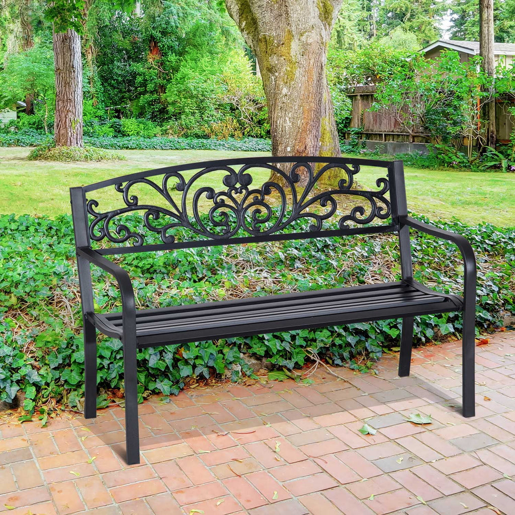 50" Steel 2 Seat Garden Bench E19663