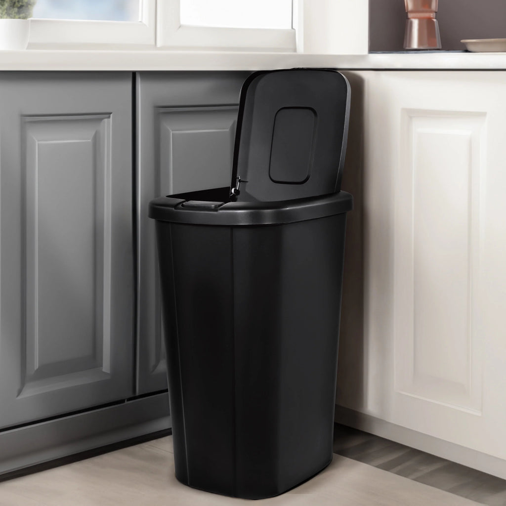 13.3 Gallon Black Plastic Touch Top Trash Can U302661