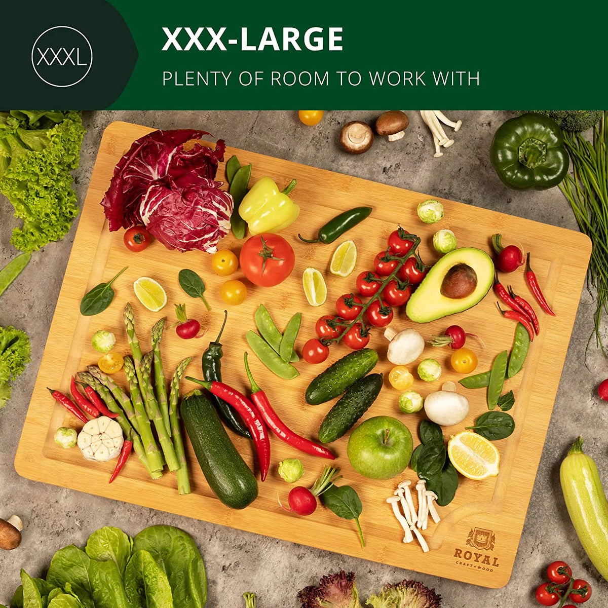 Bamboo Cutting Board 24" x 18" with Juice Groove T794
