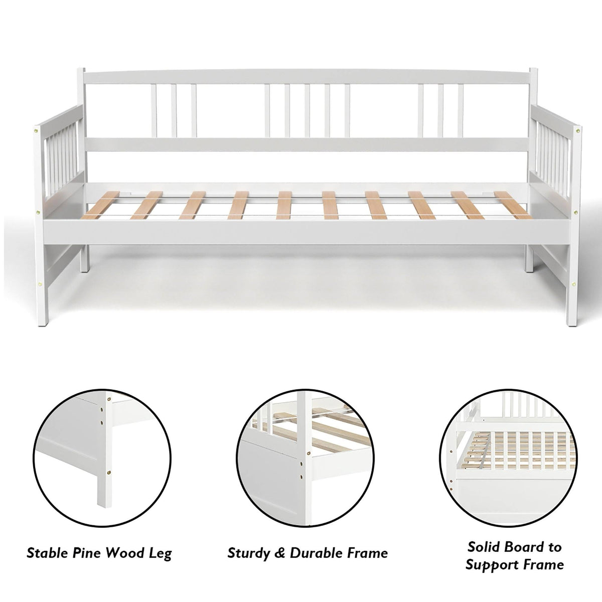 Espresso Wooden Daybed Frame Sofa Bed C682780