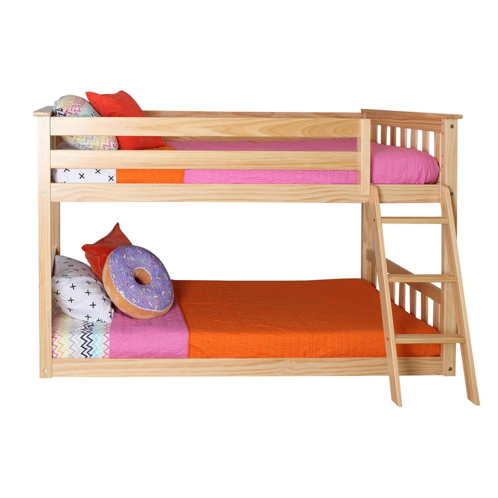 Twin Over Twin Low Bunk Bed, Natural I290043