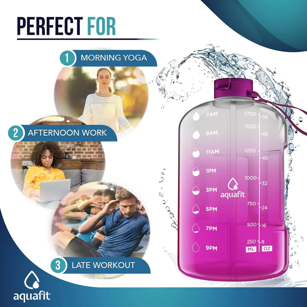 1 Gallon Gray Water Bottle with Time Marker D4632
