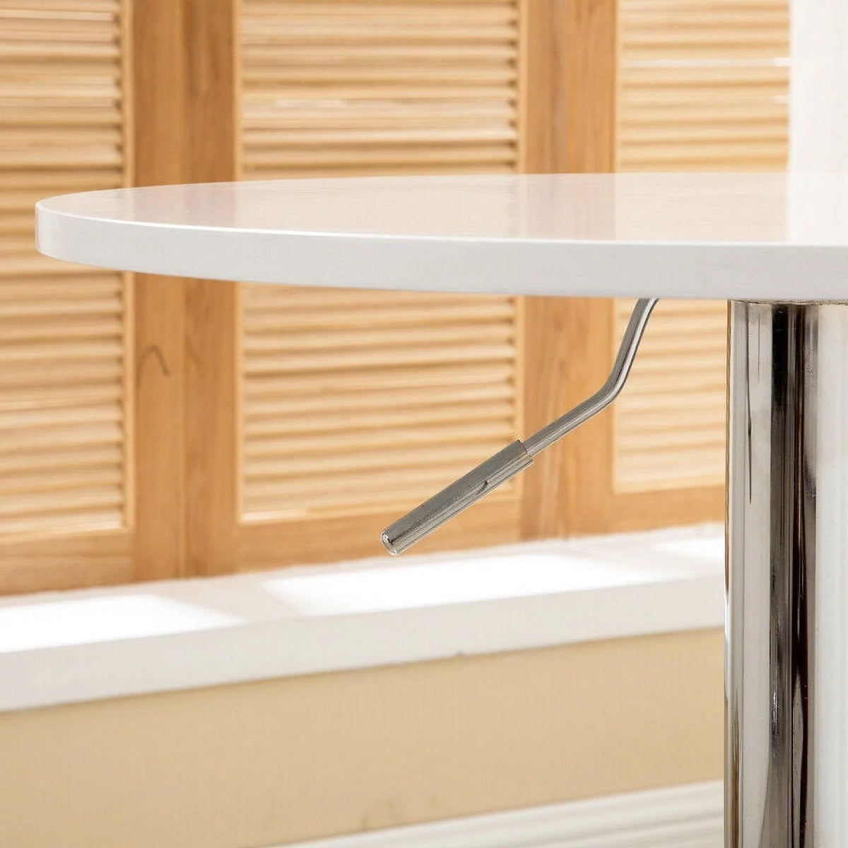 White Adjustable Height Round Bar Table C7364