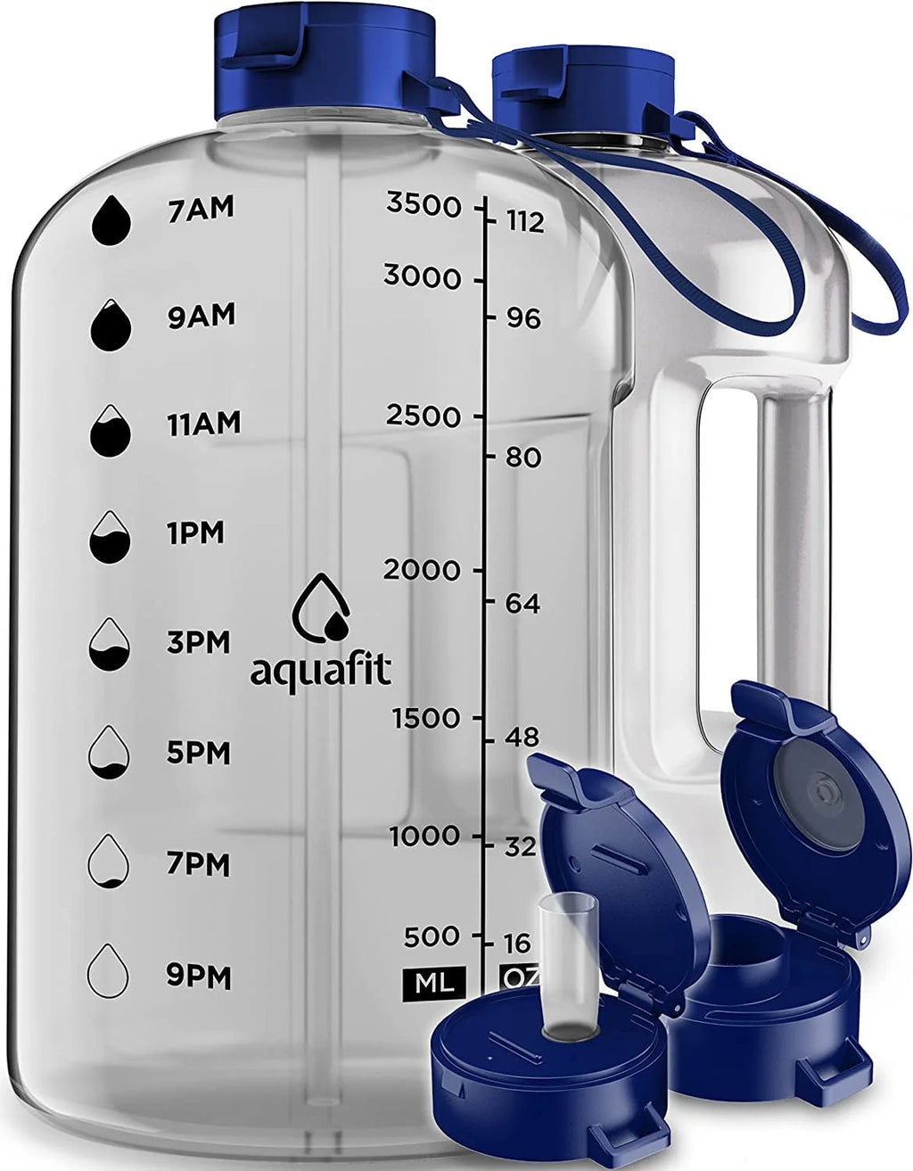 1 Gallon Gray Water Bottle with Time Marker D4632