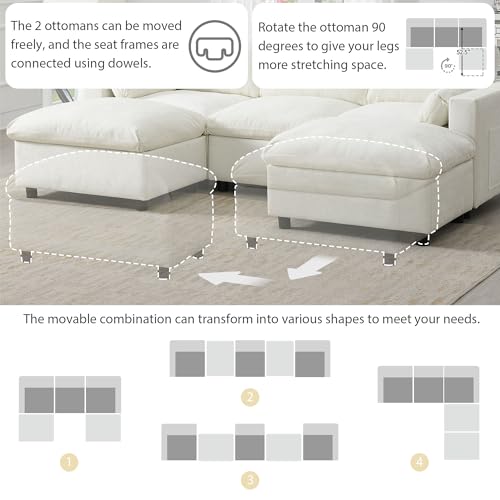 86.5" Grey Chenille U-Shaped Sectional Sofa with Storage Pockets Y1540