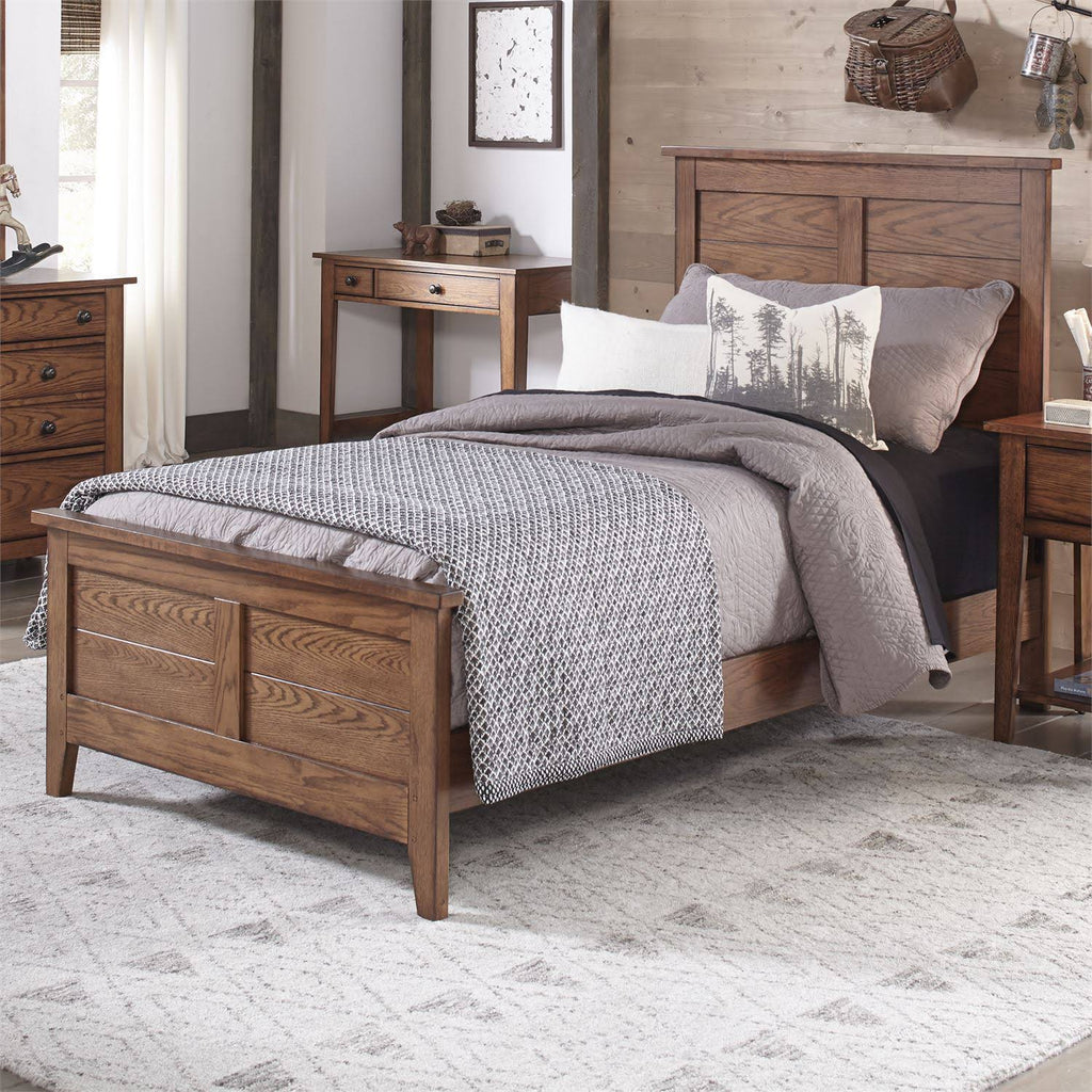 Twin Panel Bed in Aged Oak R986963