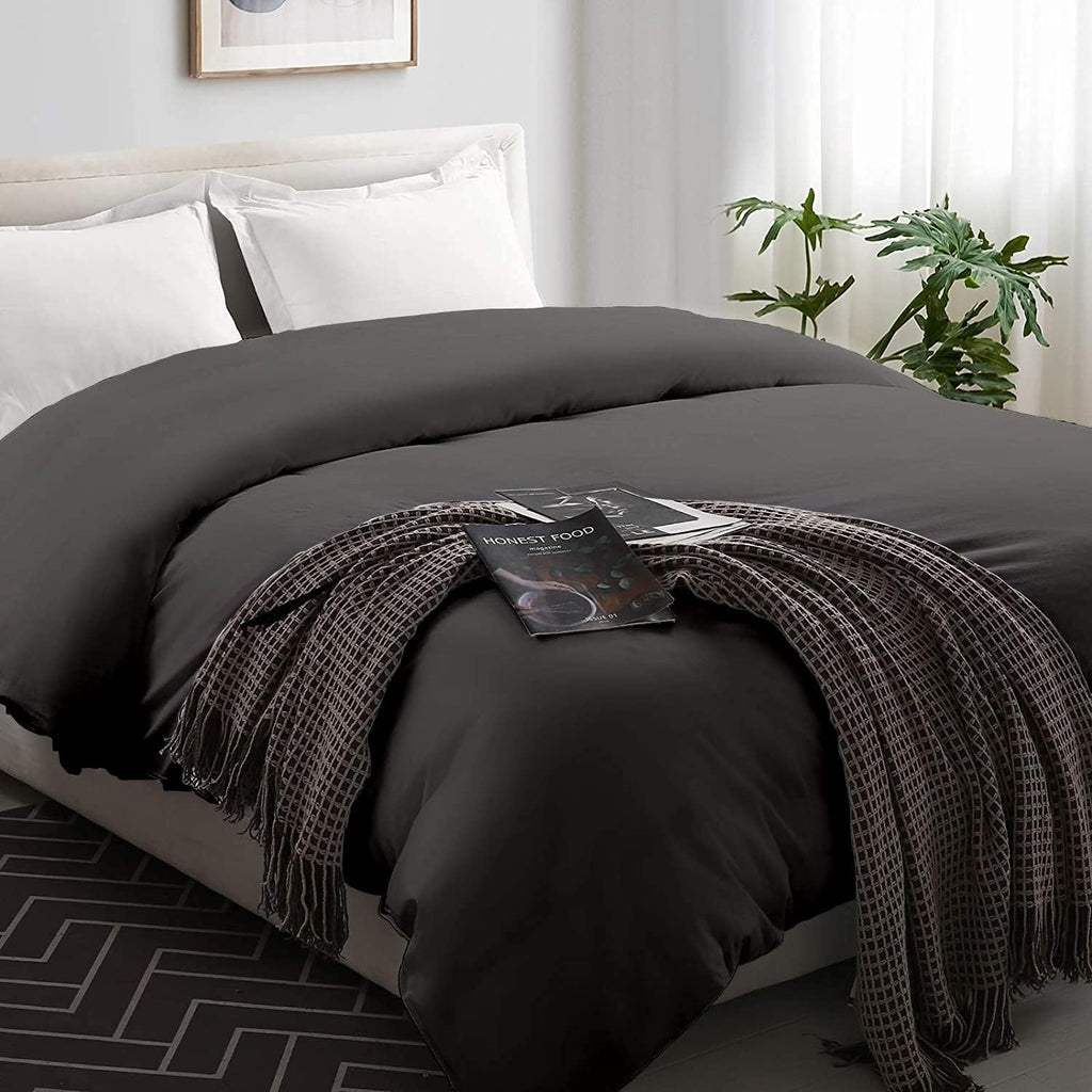 Silver Grey Striped King Duvet Cover with Zipper Closer G370