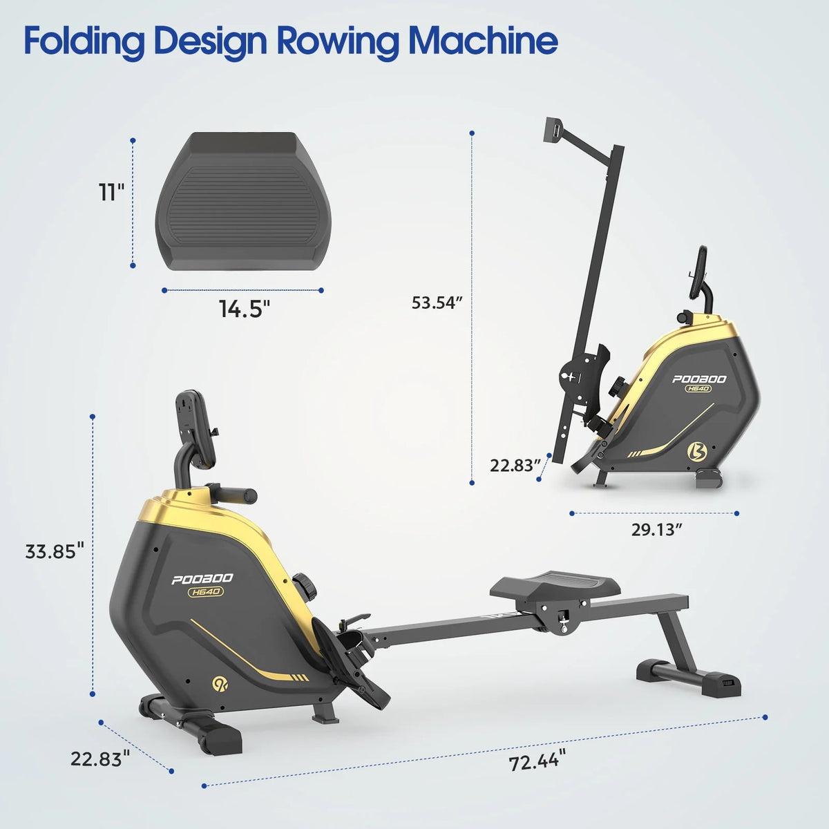 Foldable Magnetic Rowing Machine with 16 Level Resistance N407