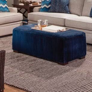 Gray and Teal Stripe Rectangle Cocktail Ottoman S5771