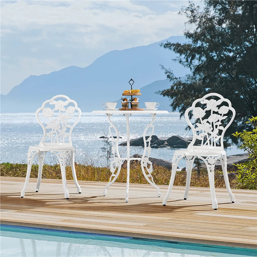 3 Piece Patio Bistro Table Set with Umbrella Hole O3523