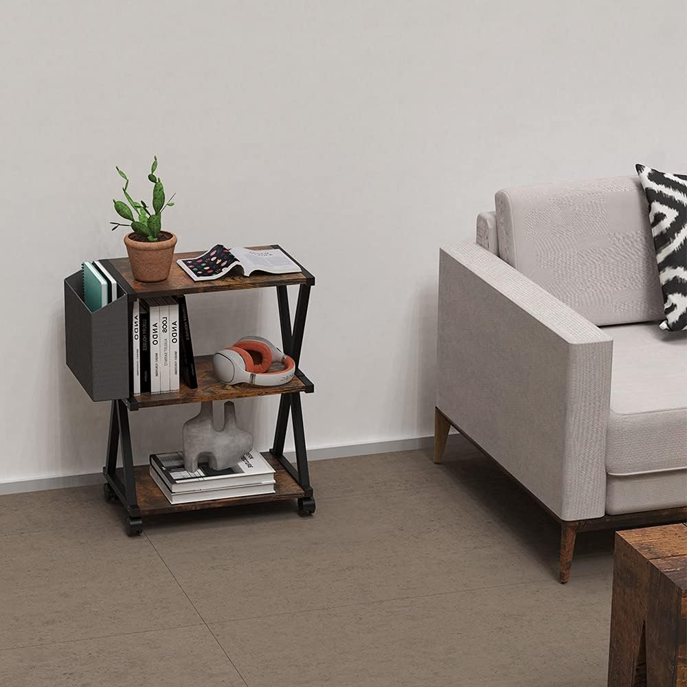 3 Tier Wooden Mobile Printer Stand with Storage Bag N63789
