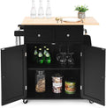 Black Wooden Kitchen Utility Cart with 2 Drawers B805