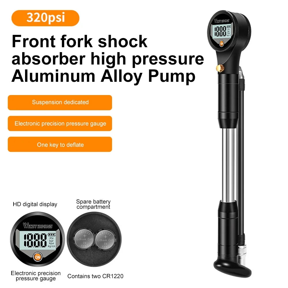 320PSI High Pressure Bike Air Shock Pump with Digital Gauge U6370