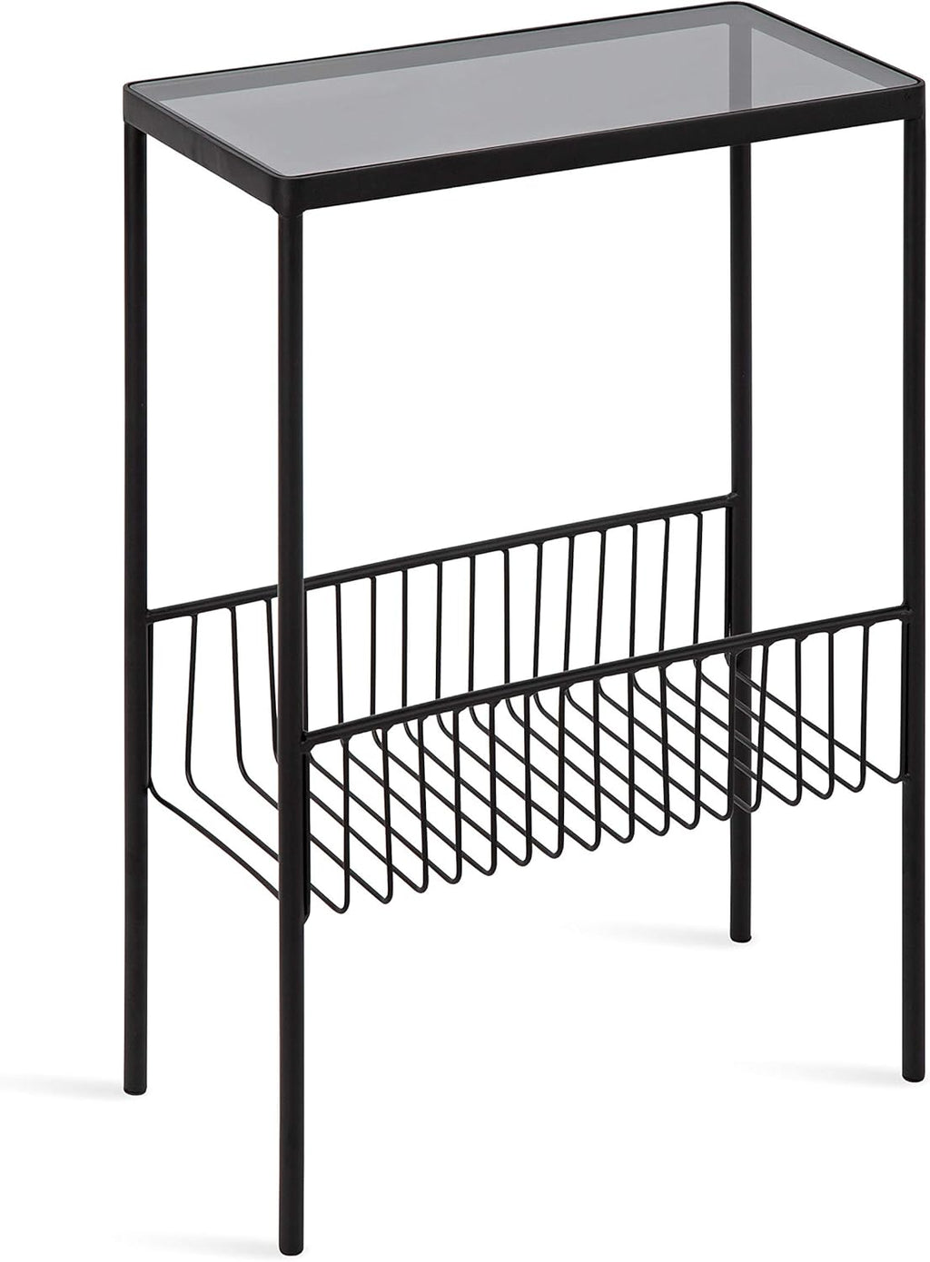 Black Contemporary End Table with Storage Rack Y597