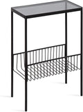 Black Contemporary End Table with Storage Rack Y597