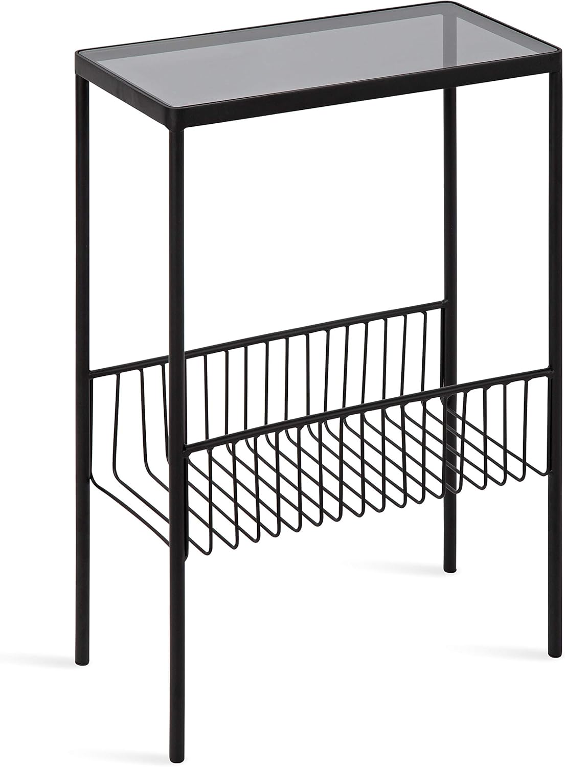 Black Contemporary End Table with Storage Rack Y597