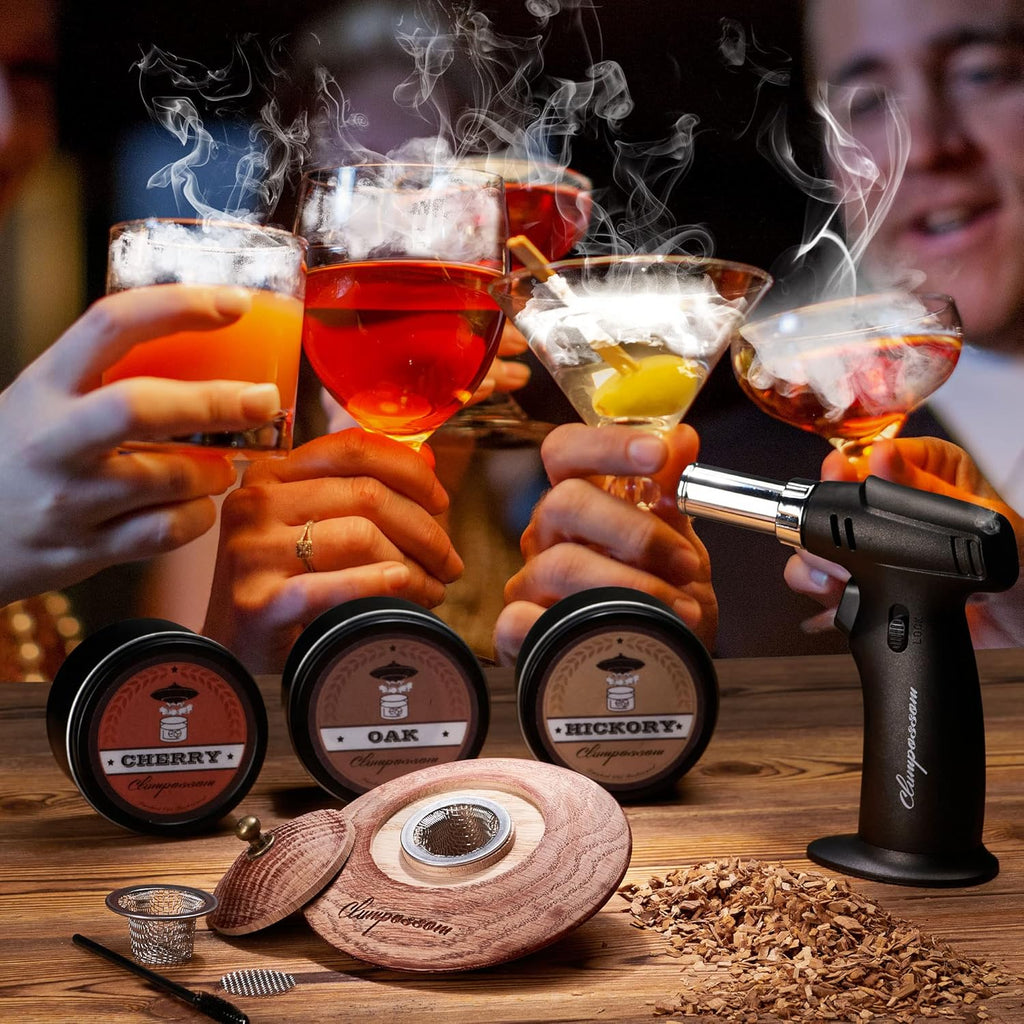Whiskey Smoker Cocktail Smoker Kit with Torch, Three Kinds of Wood Chips C3902