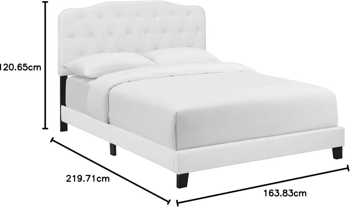 Full Platform Bed with Tufted Faux Leather Upholstered Frame F760