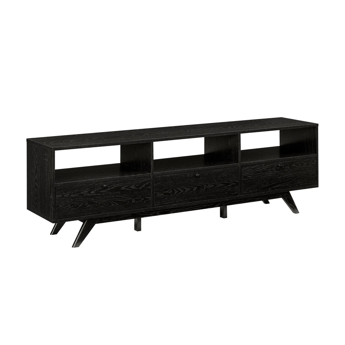 Black Mid-Century Modern Storage TV Stand W128775