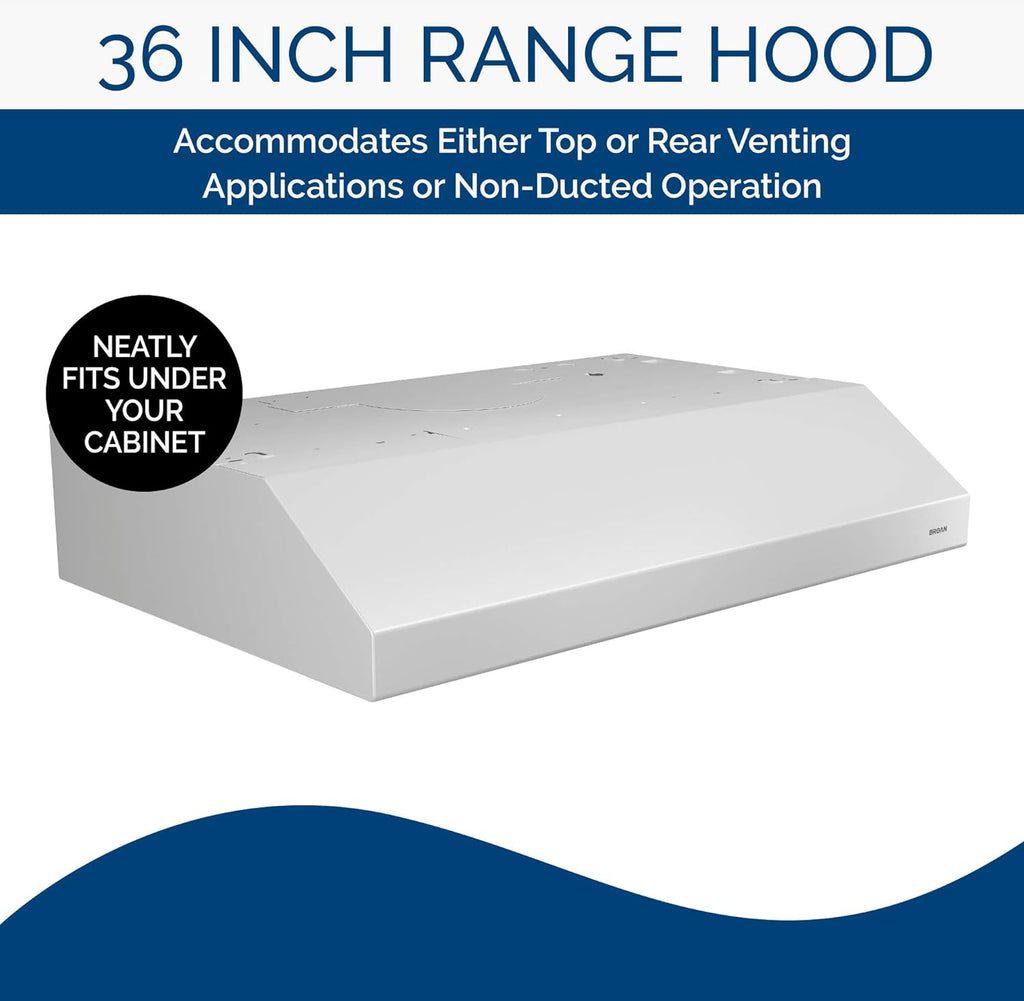 White 36-inch Under Cabinet Range Hood with Light O8156