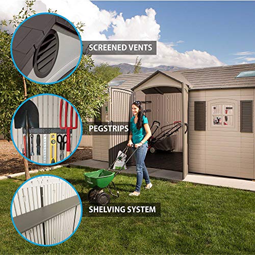 Outdoor Storage Dual Entry Shed, 15 x 8 ft, Desert Sand V9857