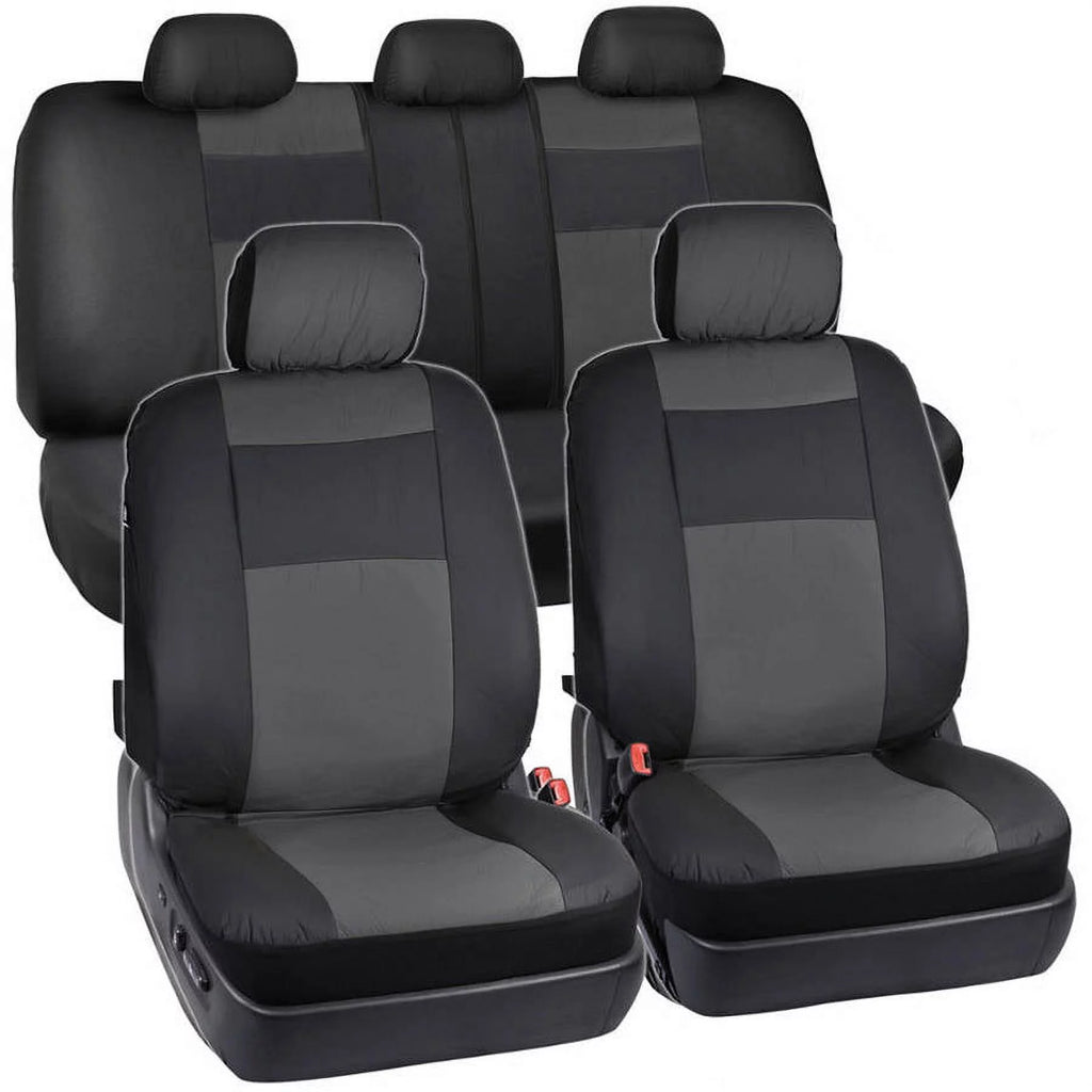 2-Tone PU Leather Car Seat Covers with Steering Wheel Cover L842