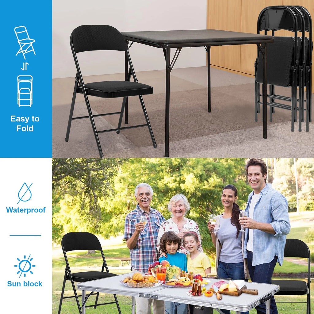 Black Fabric Padded Folding Chair 4 Pack Q345963