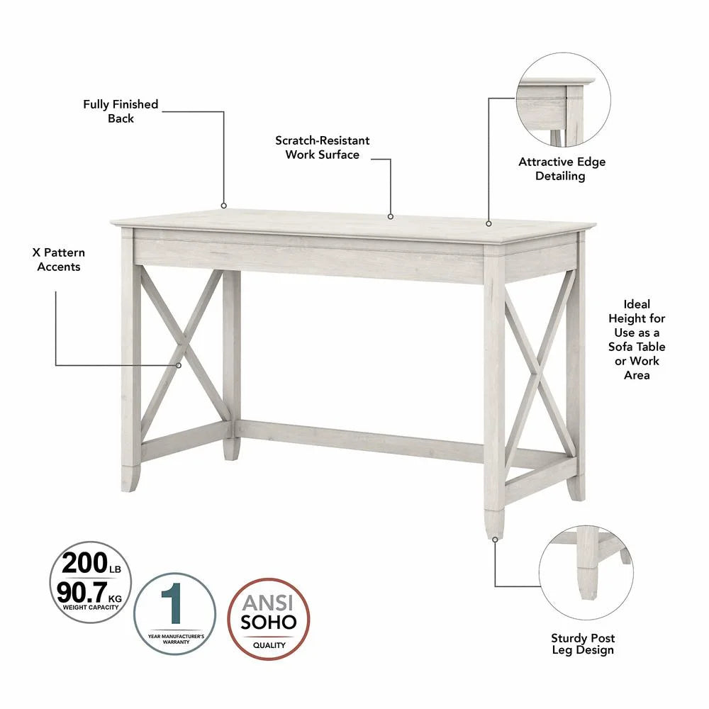 White Oak Engineered Wood Writing Desk with Tufted Chair G168