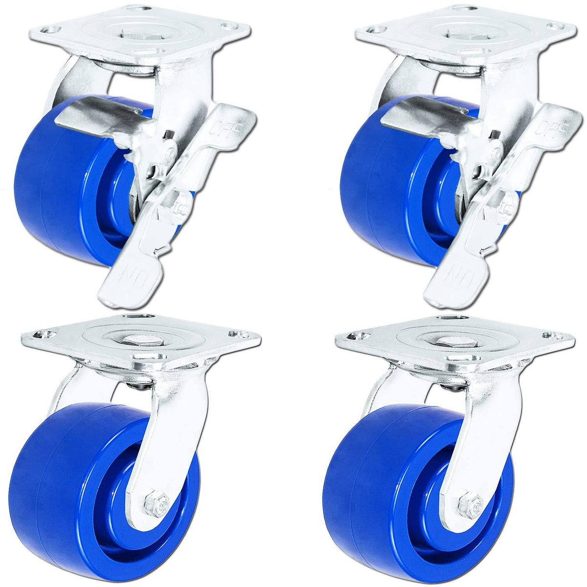 4 inch x 2 inch Stainless Steel Caster Set of 4 with Locking Brakes U9302