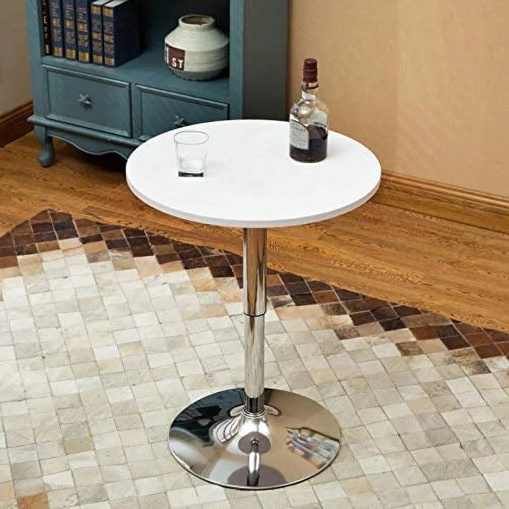 White Adjustable Height Round Bar Table C7364