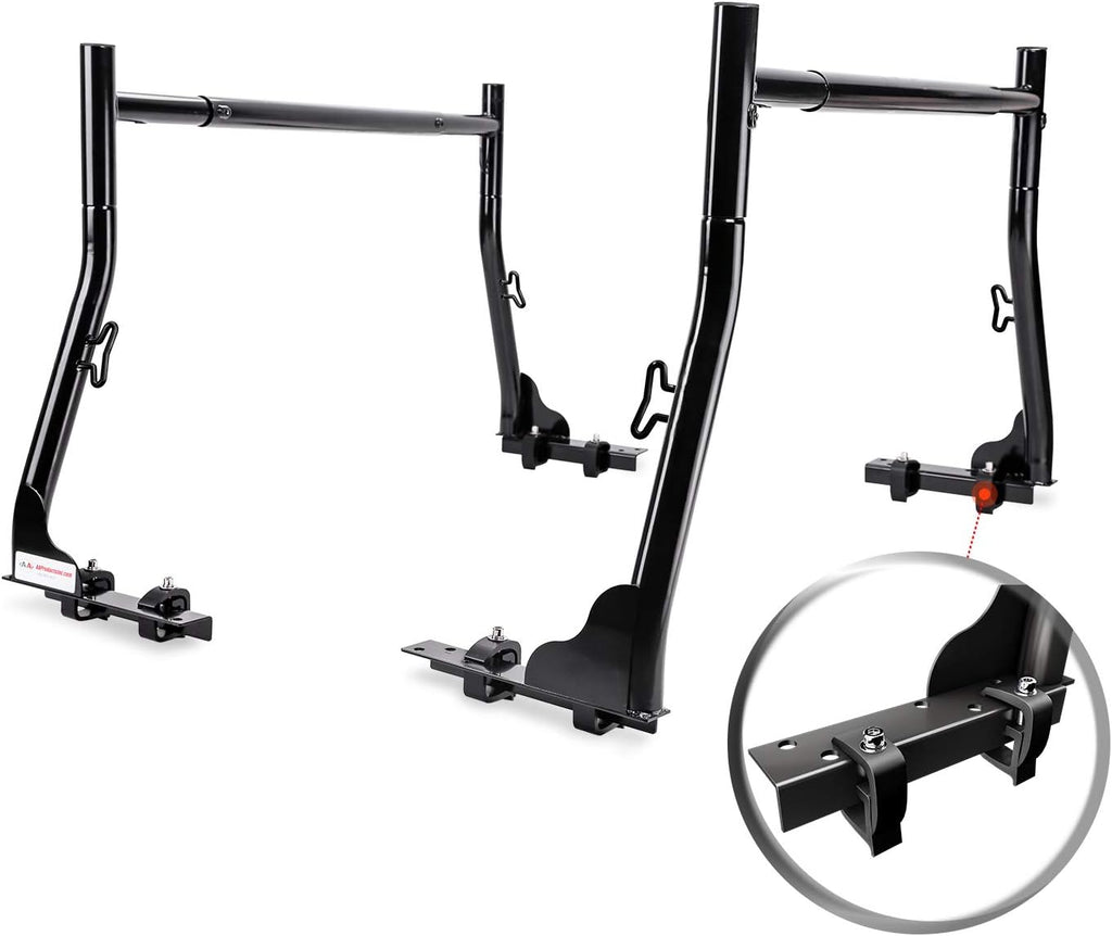 Extendable Steel Pick-Up Truck Ladder Rack Two-bar Set - Black C91926