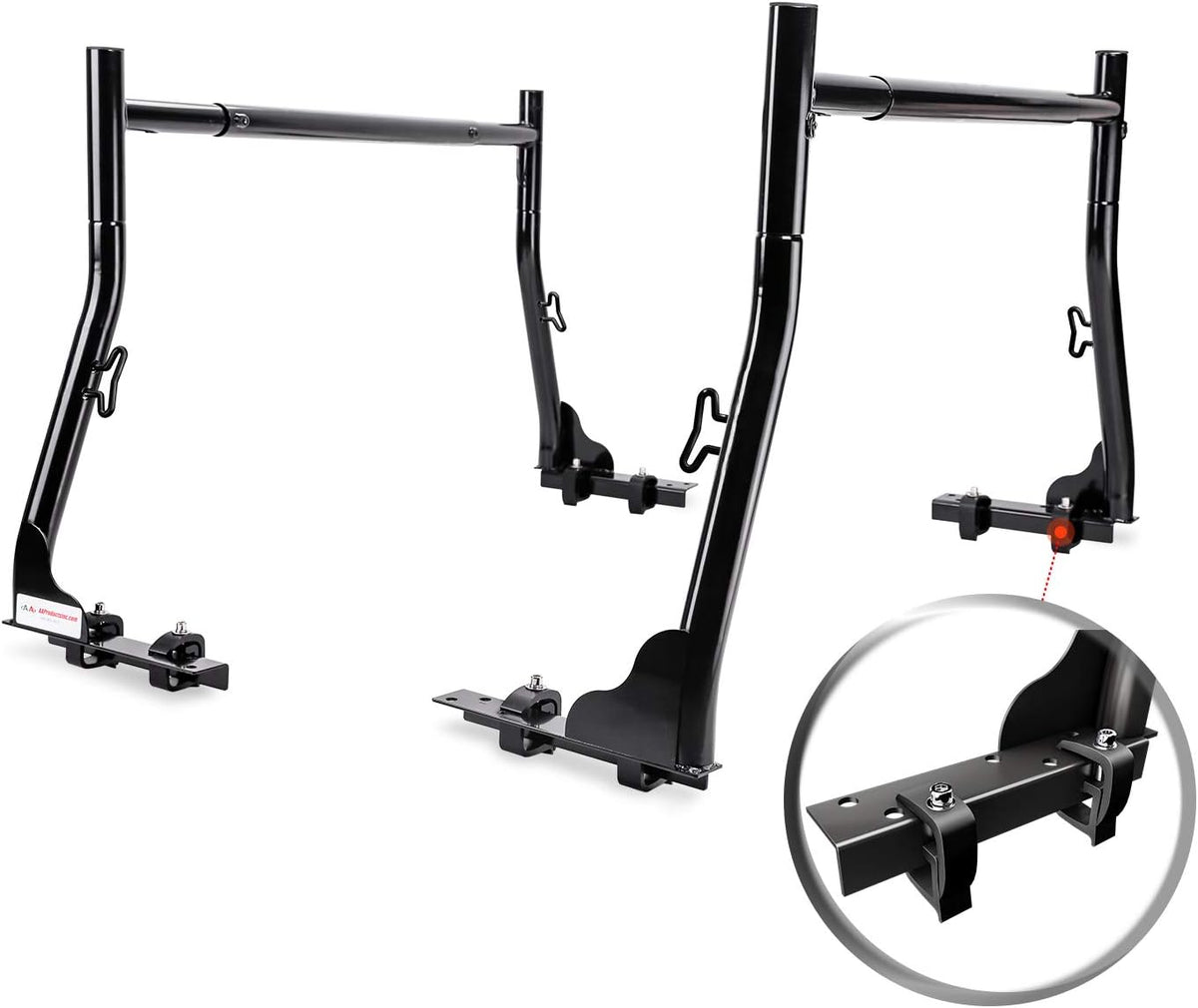 Extendable Steel Pick-Up Truck Ladder Rack Two-bar Set - Black C91926