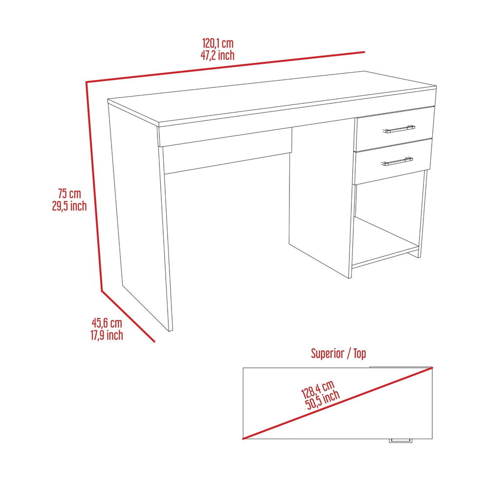 Light Gray Two Drawer Computer Desk with Lower Shelf S482