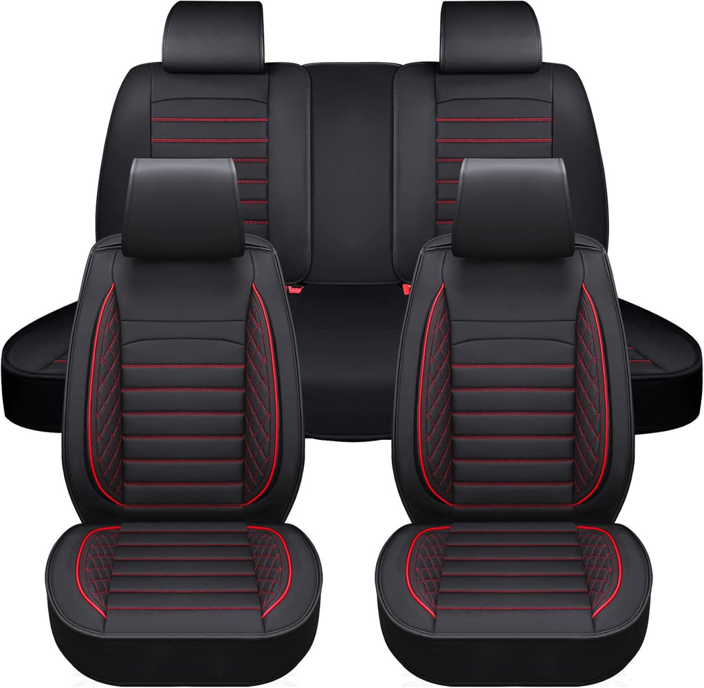 Black Leather Car Seat Covers 2Pcs U271026
