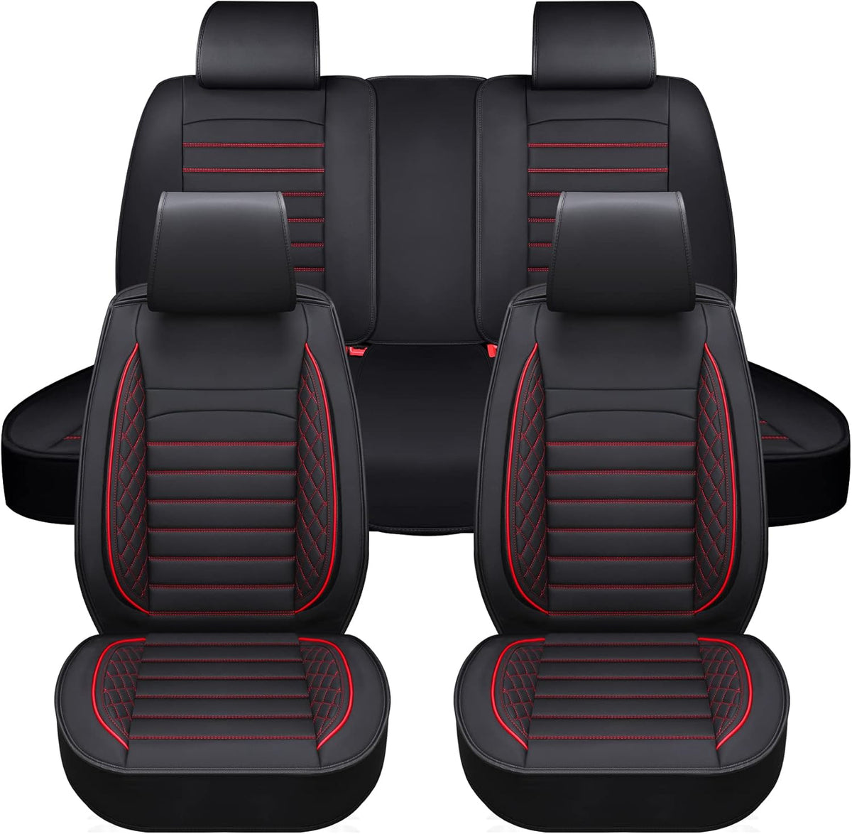 Black Leather Car Seat Covers 2Pcs U271026