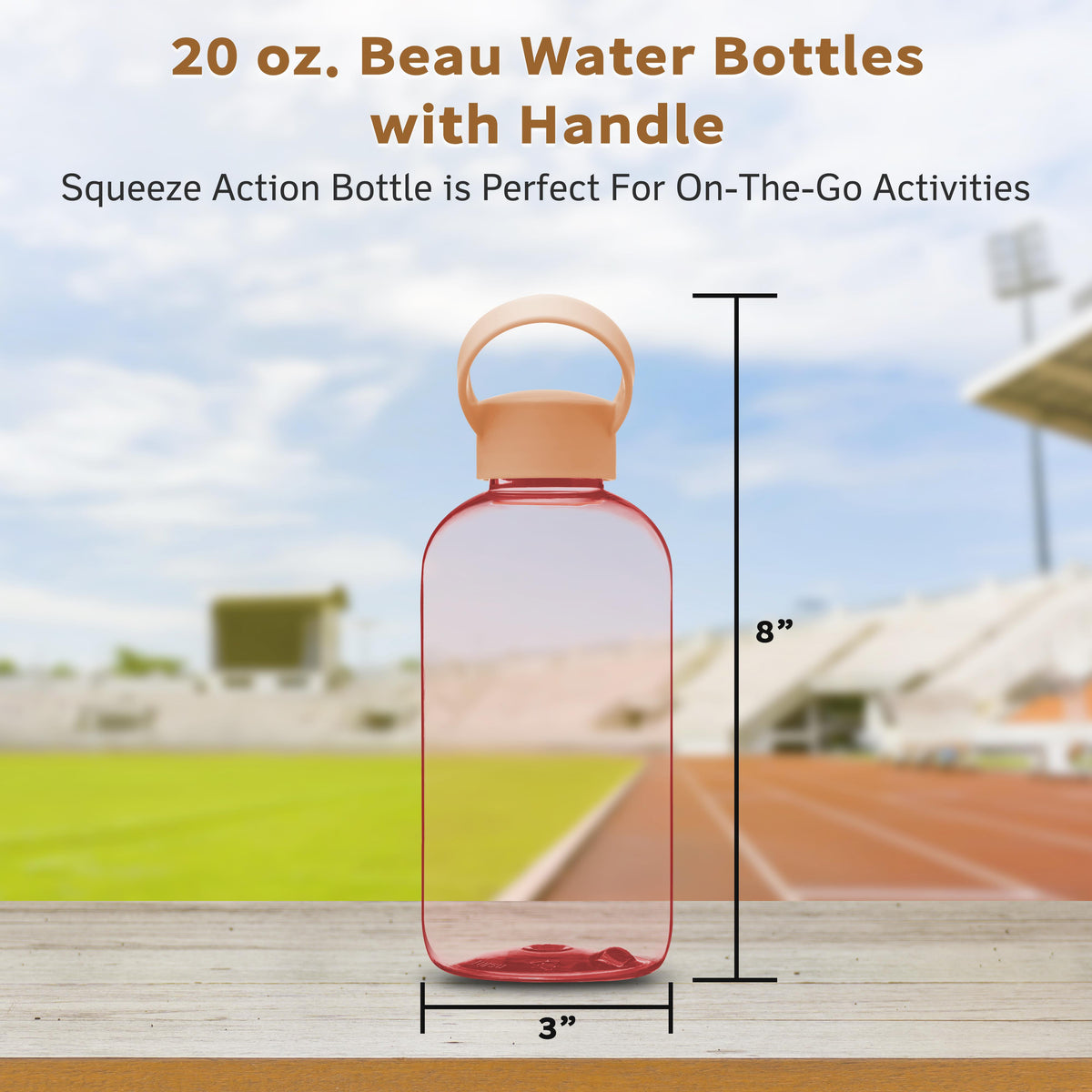 10 Pc Light Pink Plastic Water Bottles with Handle K3083