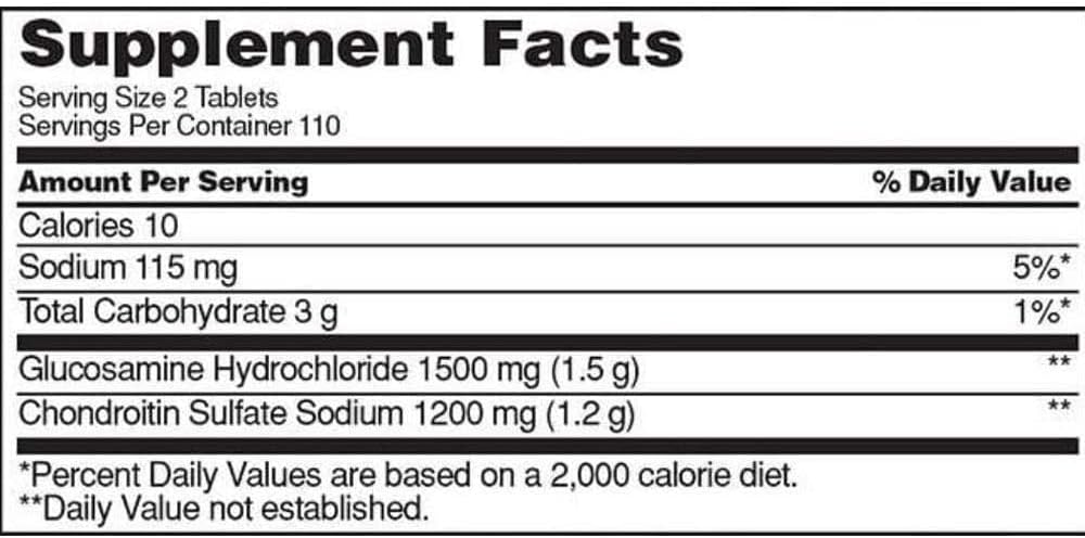 Extra Strength Glucosamine 1500mg Chondroitin 1200mg Sulfate 220 Tablets Pack of 2 H112834