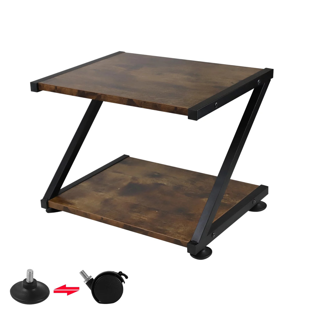 Black Brown 2-Tier Printer Stand with Wheels Y7176