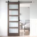 Glass Sliding Barn Door Slab with Hardware Kit, MDF Wood Panel with PVC Surface N6478
