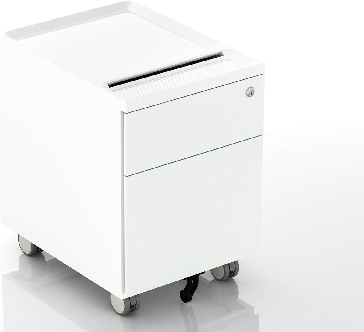 2-Drawer Mobile Filing Cabinet with Lock and Casters P162