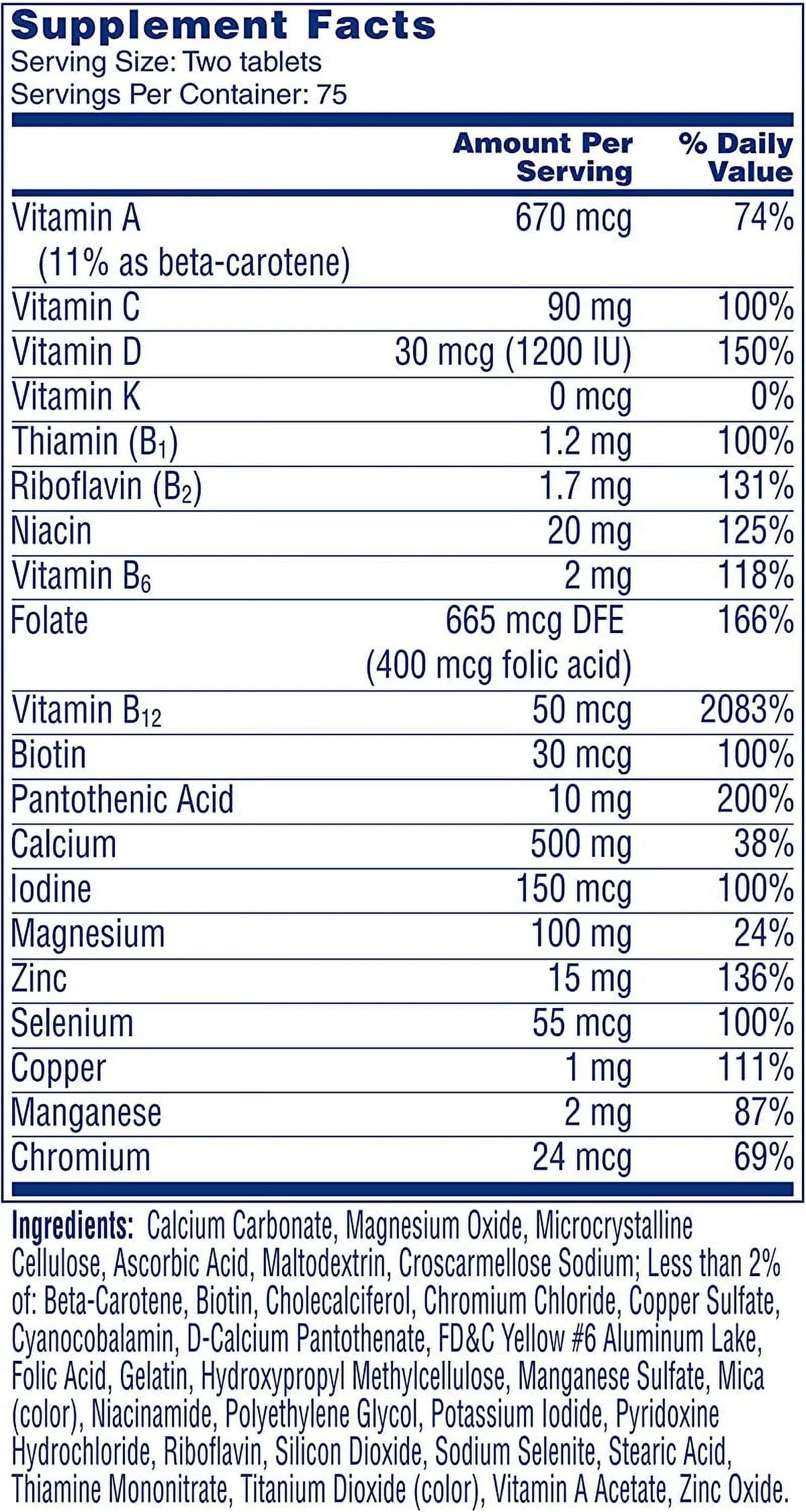 5 Pack 150 Tablets Multivitamin S115009