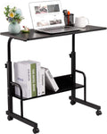 Oak Mobile Side Table Cart with Wheels L25340