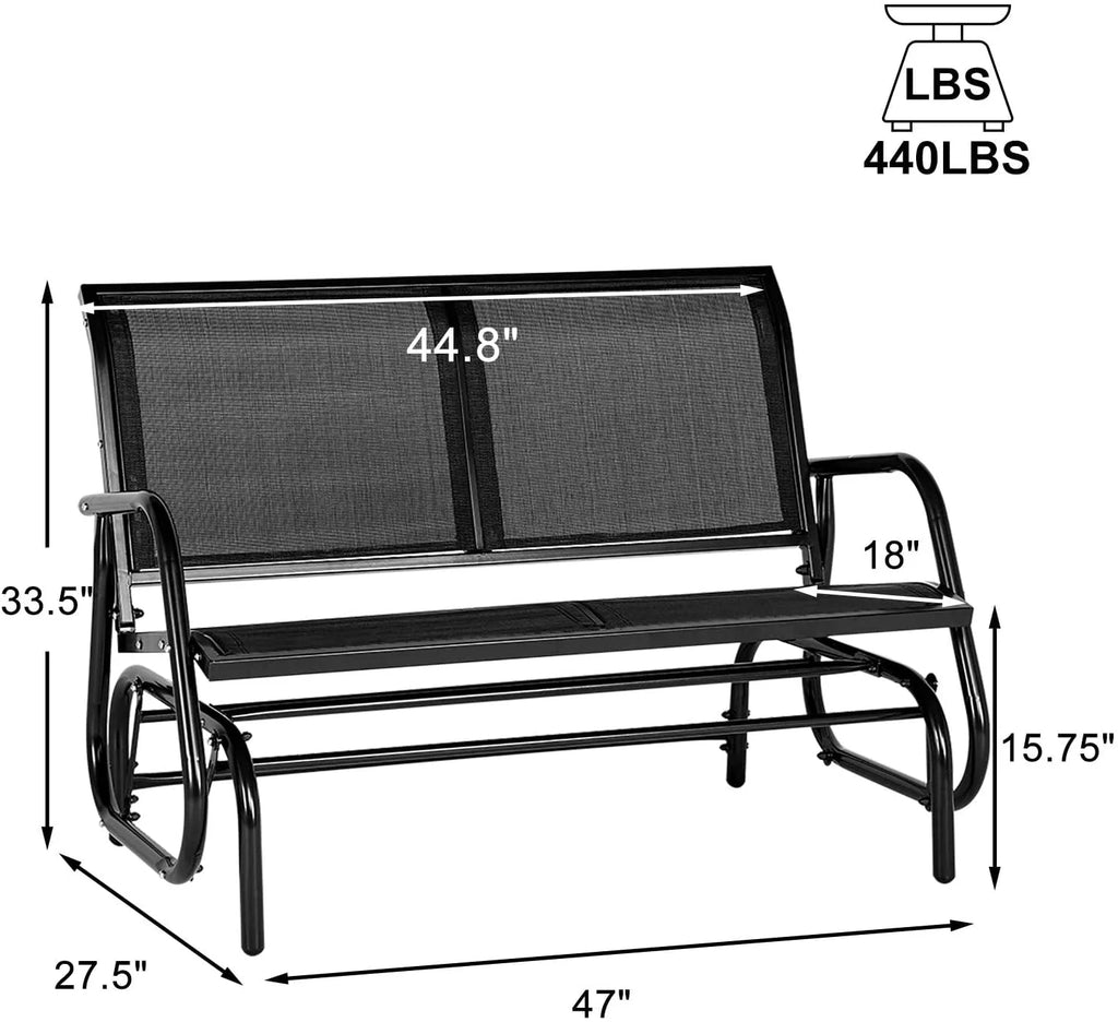 Black Steel Outdoor Glider Bench J6361
