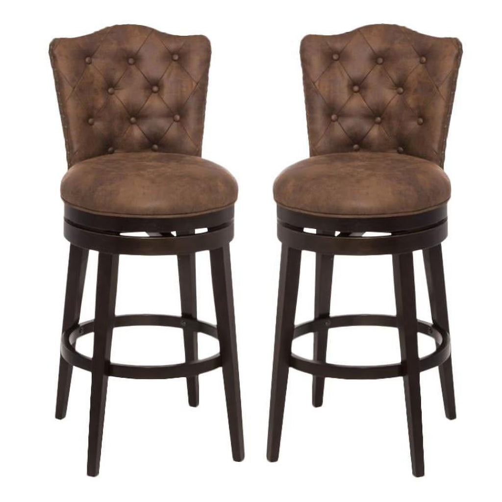 Faux Leather Swivel Bar Stool - Set of 2 T443756