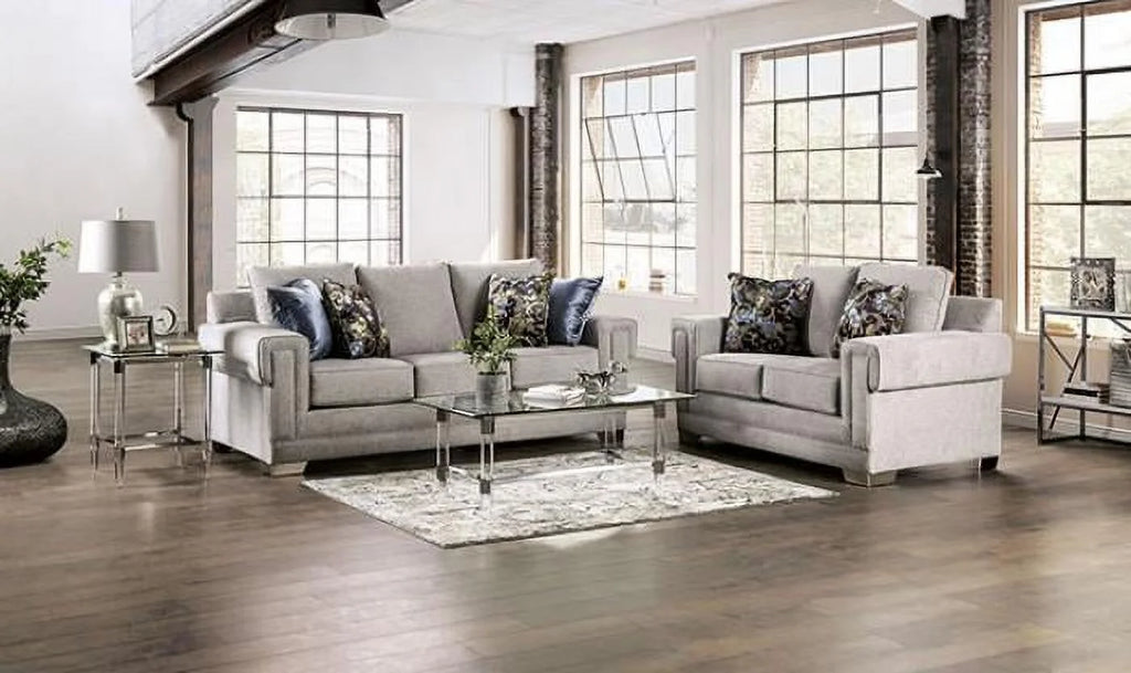 Light Gray Chenille Sofa Y250