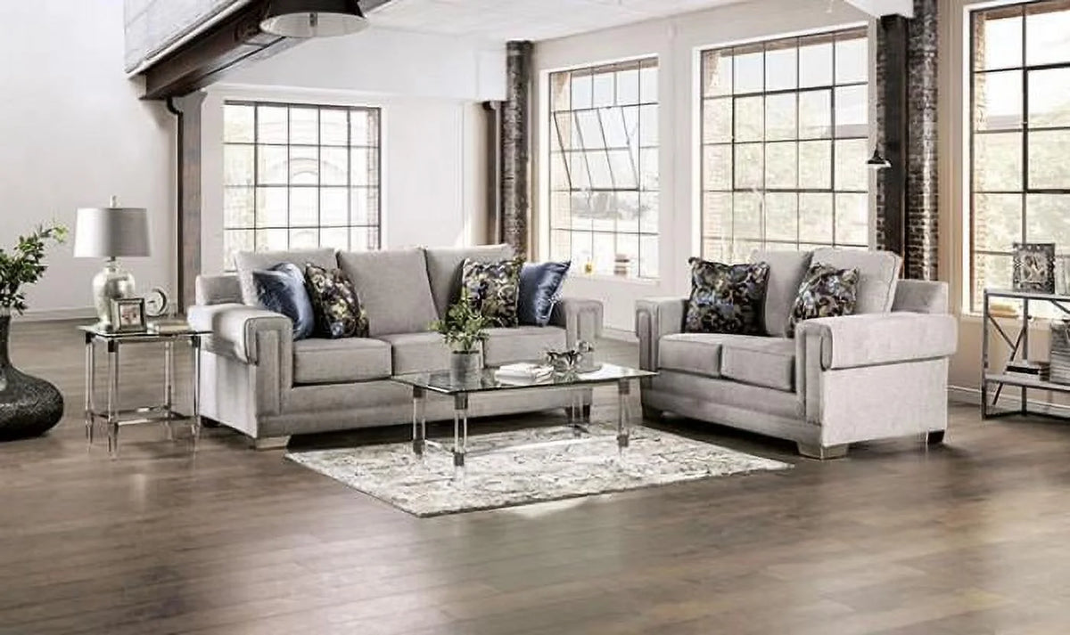Light Gray Chenille Sofa Y250