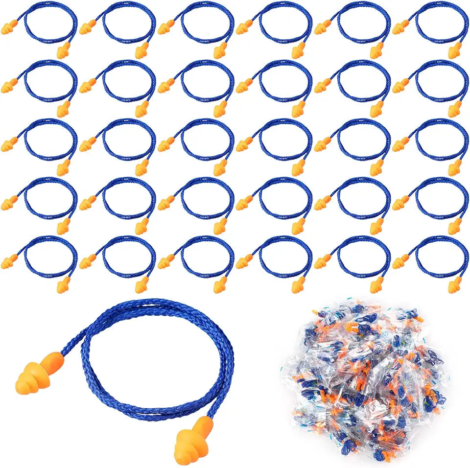 400 Pairs Corded Reusable Silicone Ear Plugs V805856