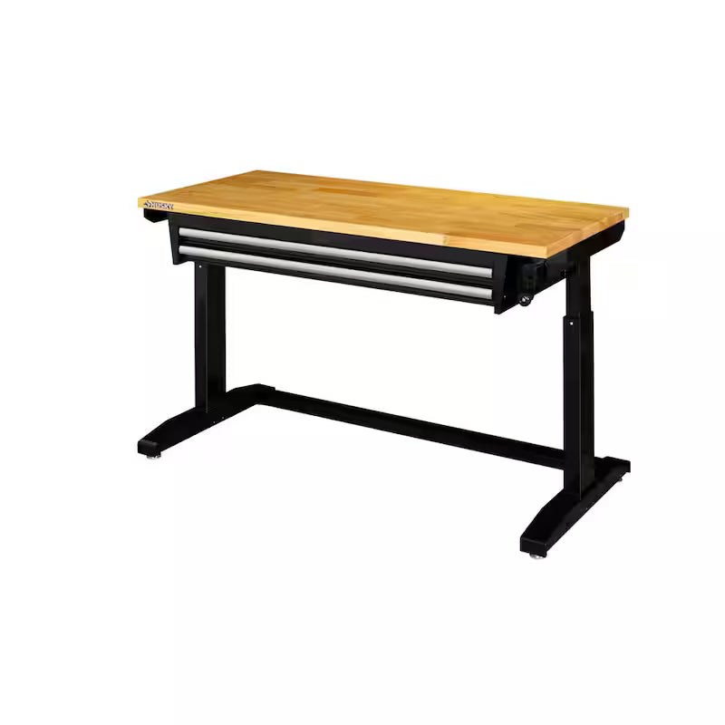 Adjustable Height Work Table with 2 Drawers in Black I103
