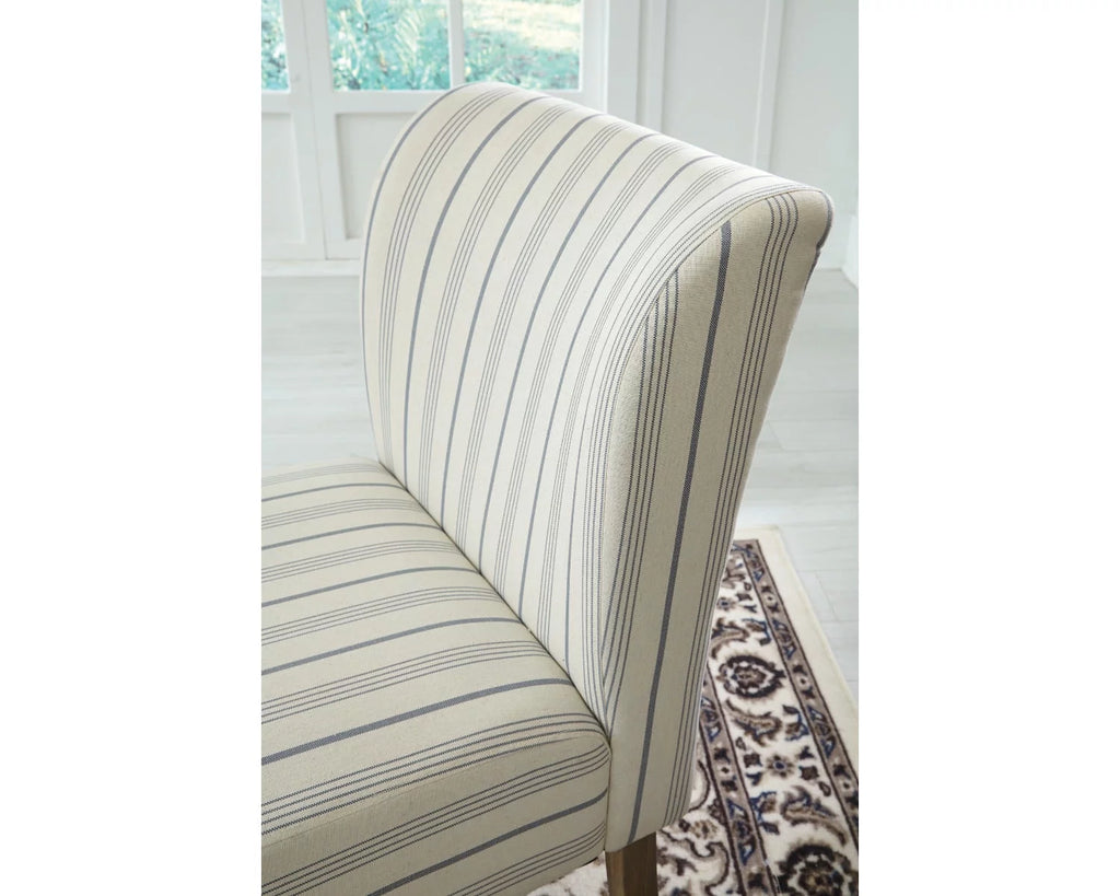 Cream with Blue Pinstripe Armless Accent Chair C7166