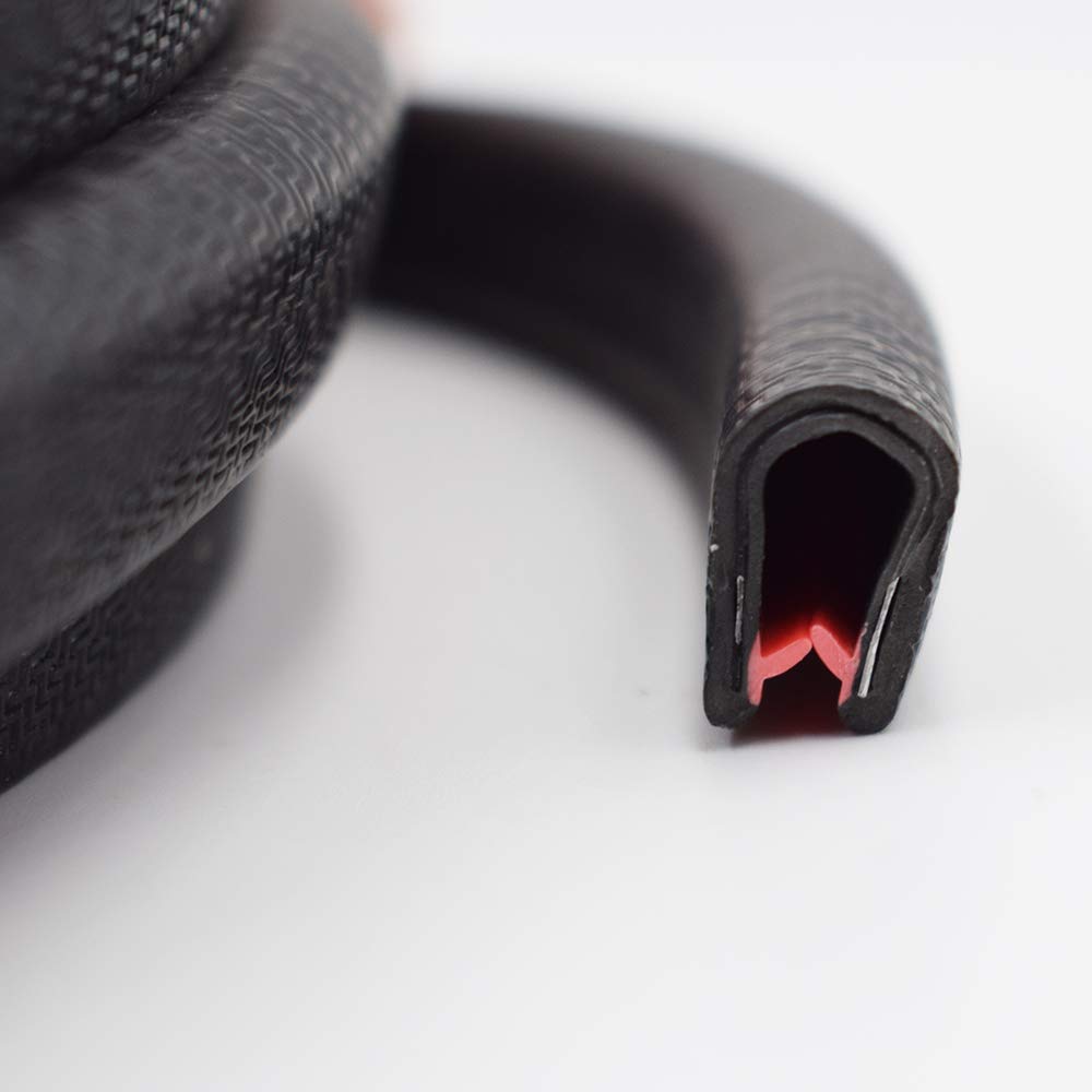 Black PVC Rubber U Edge Trim Weather Strip Protector, 21 FT, Pack of 2 P998395